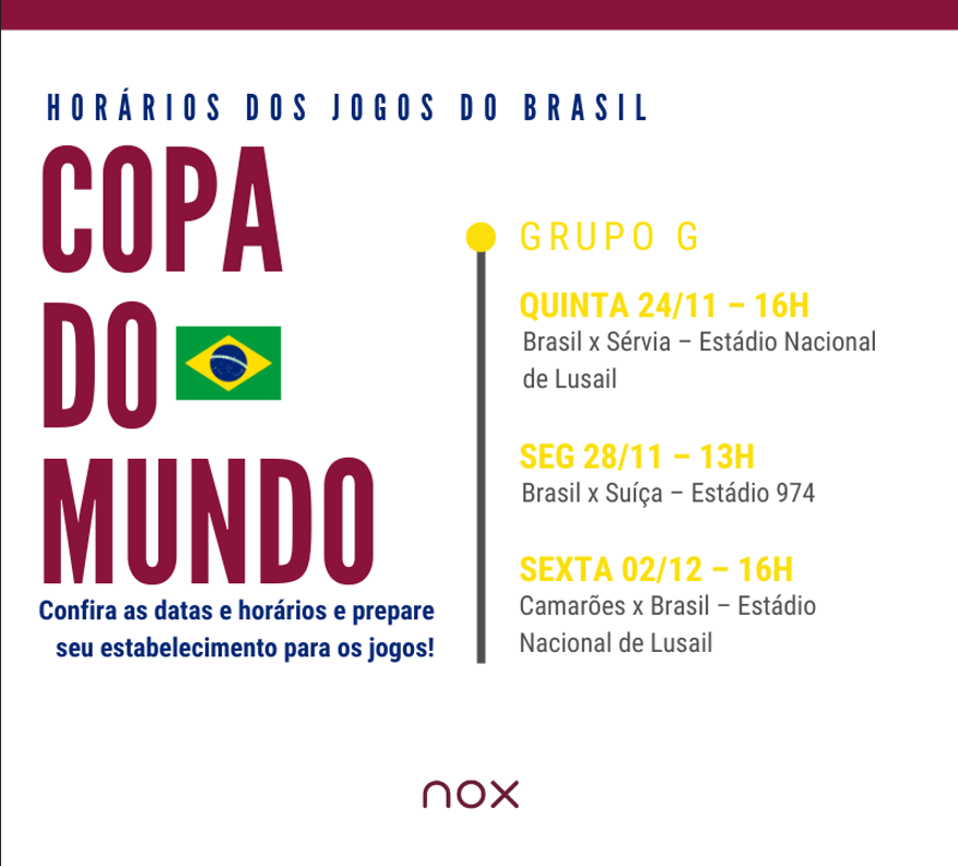 TABELA DA COPA DO MUNDO: Confira os dias dos jogos do Brasil