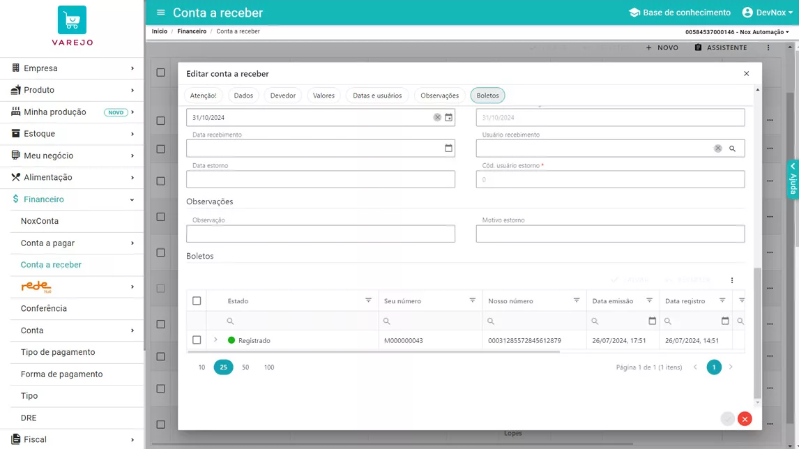 Sistema PDV para loja com boleto integrado