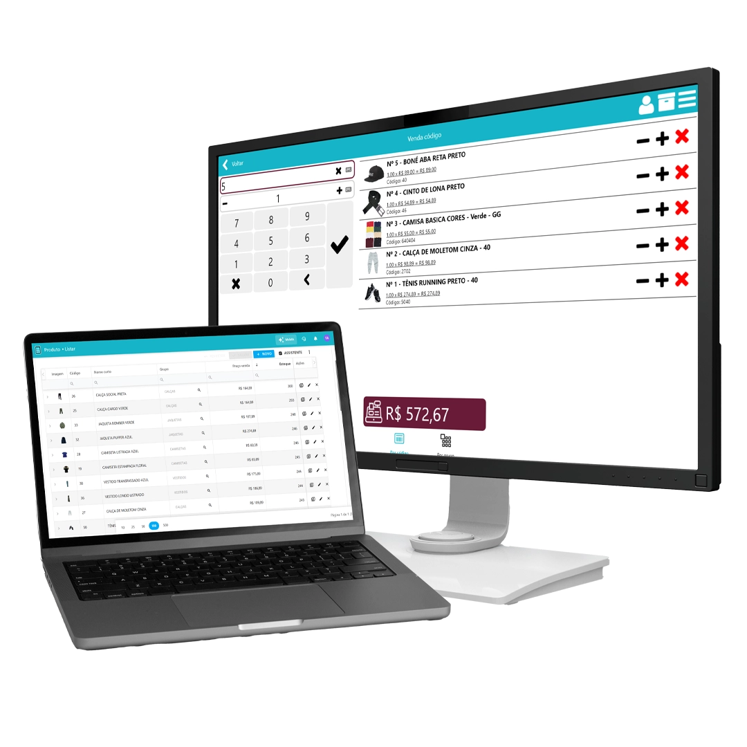 Sistema NoxMob Varejo para loja, com o PDV que recebe as vendas do totem de autoatendimento