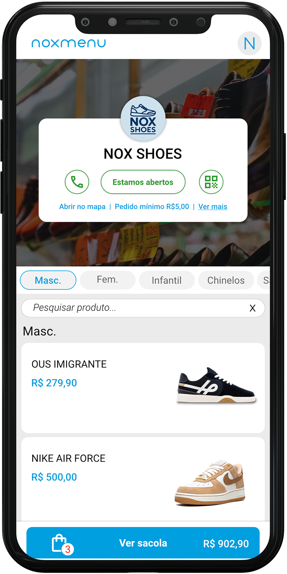 Catálogo digital de loja do NoxMob Varejo