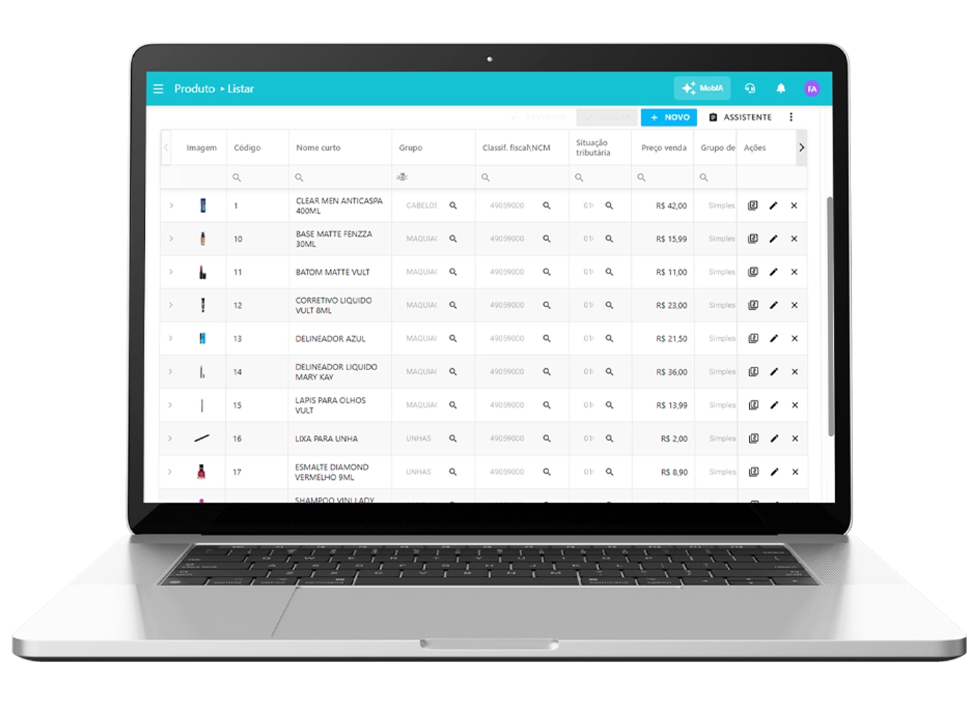 Sistema de gestão do NoxMob Varejo com o controle de estoque da loja