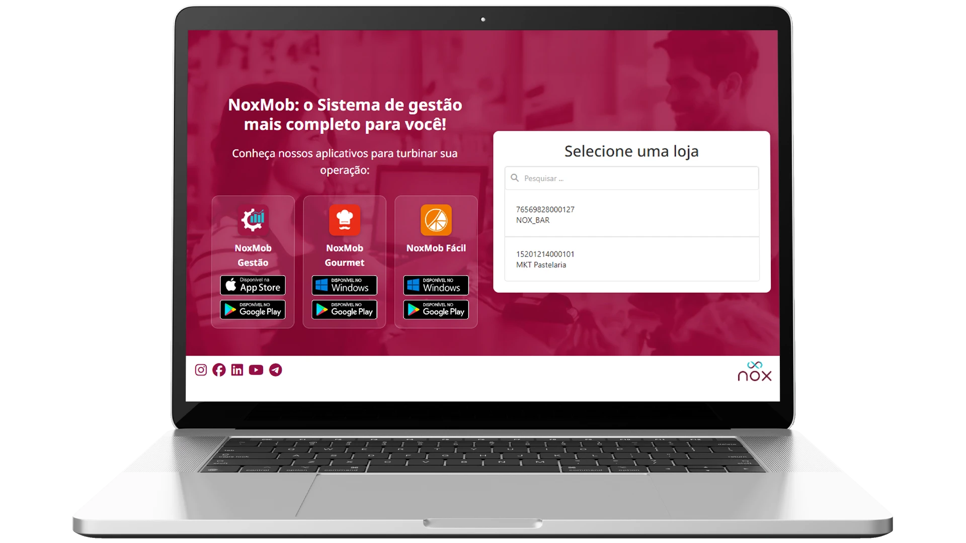 Sistema multiloja para alimentação do NoxMob Gourmet com relatórios por loja
