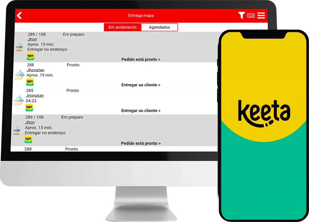 Tela do NoxMob com um pedido vindo da Keeta identificado na fila de entregas